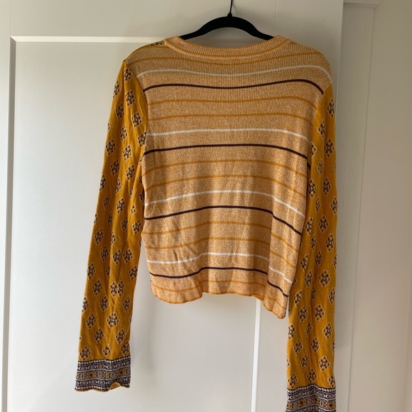Free People Mustard and Black Patterned Sweater - Picture 5 of 7